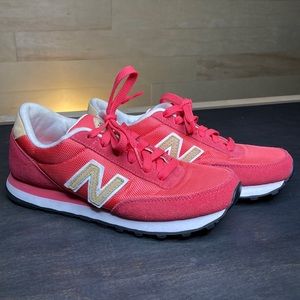 New balance women’s size 7 pink tennis shoes 501 backpack material sneakers